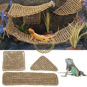 Triangulaire Reptile Hamac Naturel Seagrass Lézard Chaise Longue Animal Rampant Tapis Paille Reptile Lit Suspendu