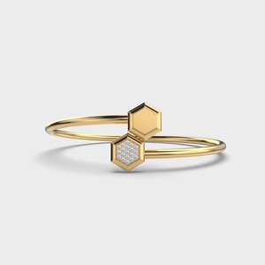 IGI Certified Lab Grown Round Diamond Hexagon Open <b>Bangle</b> <b>Bracelet</b> in 9K Yellow / White / Rose Gold - Product Image 5
