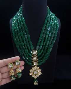 Fabricant indien 6 couches femmes plaqué or Bollywood Kundan Style ethnique mariage fiançailles perle Mala collier ensembles - Product Image 6