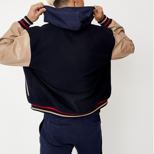Manches en cuir avec corps en laine 100% patchs en chenille personnalisés College Letterman Varsity Bomber Jackets pour hommes et femmes - Product Image 2