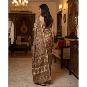 Sari Étnico Modelo Banarasi con Bordado Chanderi y Blusa, Salwar Kameez de Seda Georgette Suave, Estilo Bollywood - Product Image 3