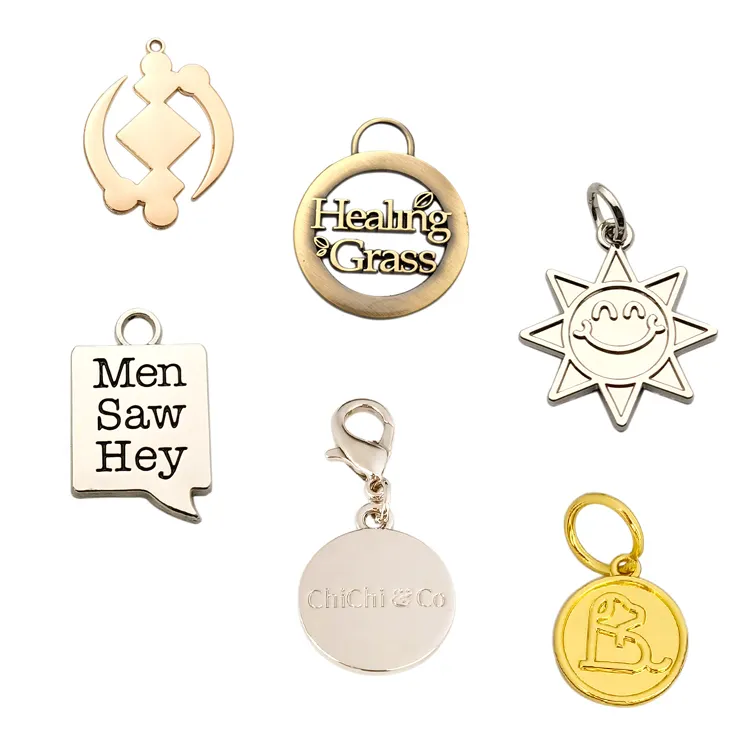 Hot sale Custom logo engraved round pendant metal charm jewelry tags label for necklace bracelet clothing