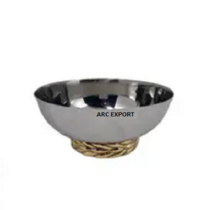 Élégant bol de décoration de forme ronde en perles fantaisie de couleur dorée claire et brillante bols de service en métal de qualité supérieure à vendre - Product Image 2