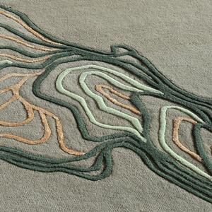 Tapis modernes abstraits en laine de Nouvelle-Zélande, faits à la main, à poils longs, avec dos en latex, fabriqués à la main en Inde, couleur olive, pour salon - Product Image 1