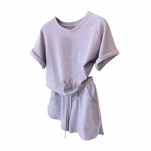Casual Vintage Women's Custom Logo Canvas Sweat Suit 2 Piece Shorts <b>Set</b> Sportswear 100% Cotton - Product Image 5