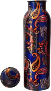 Meilleure vente très demandée : Bouteille d'eau artisanale en cuivre pur et argent, 950 ml, étanche, pour la santé ayurvédique des articulations, unisexe - Product Image 3