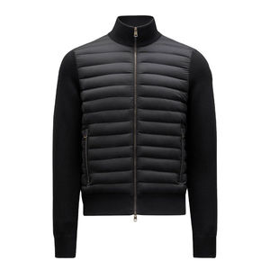 Chaqueta acolchada híbrida con relleno de plumón fino para hombre para primavera y otoño con cuello levantado y soporte frontal acolchado de lana con cremallera en la espalda - Product Image 6