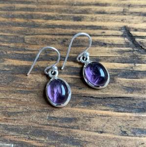 Venta al por mayor clásico Boho pendiente corte ovalado amatista piedra preciosa 925 sólido pendiente de plata esterlina mujeres pendientes colgantes joyería de plata - Product Image 1
