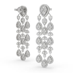Boucles d'oreilles en diamant de culture rondes, taille EF VS, or blanc 18 carats, 12 grammes, style clou audacieux, Vala Brothers, tendance, vente en gros directe d'usine - Product Image 1