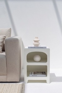 Table d'appoint en bois de manguier massif blanc moderne pour salon, salle à manger, école, chambre à coucher, table de chevet - Product Image 3