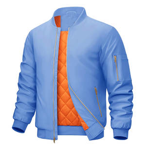Chaqueta de bombardero de poliéster 100%, chaqueta transpirable de estilo informal cómoda de manga larga con cremallera frontal de alta calidad para hombres, chaquetas para hombres - Product Image 6