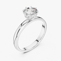 Bague de fiançailles en or blanc 9 carats avec diamant de laboratoire de 6,50 carats, sertie de griffes, unisexe