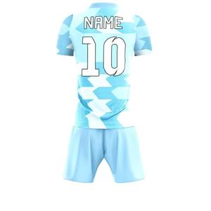 Conjunto de Uniforme de Fútbol Personalizado para Hombre, Transpirable, de Secado Rápido, Antibacteriano, Ligero, Camiseta y Pantalones Cortos Azul Cielo con Uniforme de Entrenamiento Sólido - Product Image 6