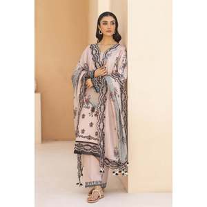 Ensemble de costume BRANDSINN pour femme 3 pièces avec chemise, châle et pantalon brodés imprimés KARANDI - BIC-0128 - Product Image 4