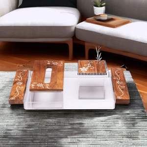 Top Selected Rectangle Mother of Pearl Inlay Serving Trays with Acrylic <b>Cover</b> for Catering Pastry Chocolate Ramadan Decor Eid - Product Image 6