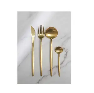 Conjunto de utensílios de casamento, conjunto de talheres de aço inoxidável com garfo, colher, talheres dourados