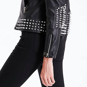 Precios bajos, ropa informal de talla grande, chaqueta con tachuelas de cuero de moda genuina/chaqueta con tachuelas transpirable hecha a medida de diferentes colores - Product Image 5