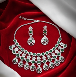 Designer AD Bridal Necklace Earrings <b>Set</b> <b>for</b> <b>Women</b> Wedding Party Traditional Fashion <b>Jewellery</b> Premium Craft <b>for</b> Wholesale Price - Product Image 3