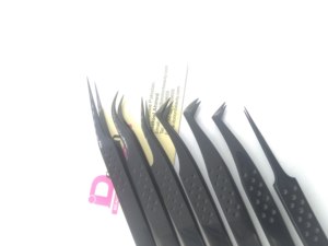 Pinzas de pestañas de plasma negro mate de calidad duradera, pinzas de belleza de extensión de pestañas personalizadas con logotipo personalizado de acero inoxidable - Product Image 3