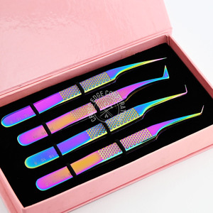 Las mejores pinzas para pestañas aislantes de punta de fibra 45 90 grados con agarre de diamante pinzas finas de volumen X para extensión de pestañas - Product Image 6