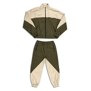 2025 unisexe deux pièces ensemble Vintage fermeture éclair survêtement grande taille bande réfléchissante coupe-vent 100% coton respirant hiver pour - Product Image 1