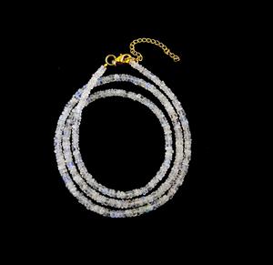 Manufacturer Wholesale Natural Rainbow <b>Moonstone</b> Stone Smooth Heishi Tyre Extra Silver Chain Beaded Gemstone <b>Necklace</b> - Product Image 2