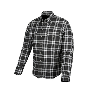 Chemise en flanelle de coton de qualité supérieure à carreaux noir et blanc avec des chemises de protection de travail personnalisées pour la protection de moto homme - Product Image 2