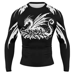 Wholesale Men's Rash Guards Sportswear Custom Logo Digital Print Solid Breathable Lightweight 160g Polyester/Nylon Rash Guards - Product Image 1