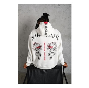 Sweat-shirts et pulls à capuche unisexes pour hommes avec impression en relief brodée, teinture unie, 100% coton molletonné, streetwear écologique - Product Image 1