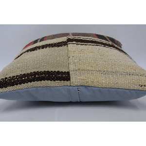 Beige <b>Tartan</b> Kilim 18x18 Inch Wool Cushion Vintage Print Square Pillow Feather Portable for <b>Bedding</b> Floors Christmas Decor - Product Image 5