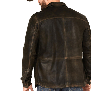 Chaqueta elegante de cuero informal para hombre con cremallera, chaqueta de giro para hombre, chaqueta con cuello de plumón para hombre, moda de lona de invierno a la venta - Product Image 4