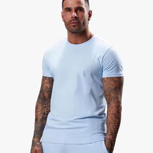 Tri-mélange Nef Bleu Couleur T-shirt OEM Bas quantité minimale de commande Conception Personnalisée Ras Du Cou Haute Qualité Hommes Slim Fit À Manches Courtes T-shirts - Product Image 4