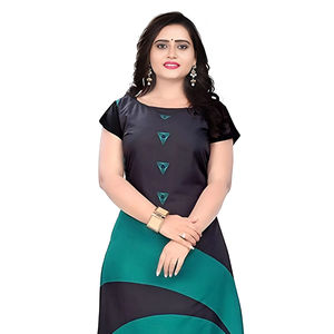 AK Fashion Mall de moda verde oscuro de manga corta Crepe Kurtis para mujeres Impreso Ropa étnica Elegante para ocasiones festivas Casuales - Product Image 1