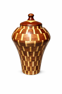 Urne funéraire classique en bois de grande taille avec corps arrondi et finition polie brun riche pour le stockage des cendres - Product Image 2