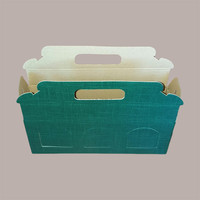 Caja de cartón autoarmable verde con ventana y asa, en forma de libro, para alimentos, 310x100x90 mm, 10 unidades, 3 tarros para mermeladas y cremas
