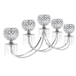 Bougeoirs avec couvercle en verre et perles de cristal élégantes, meilleure vente - Product Image 1