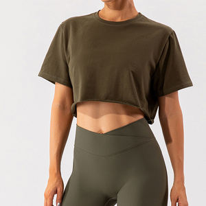 Camiseta extragrande de verano de alta calidad para mujer, camiseta de manga corta para entrenamiento de gimnasio, ropa de Yoga, camiseta de manga corta - Product Image 5