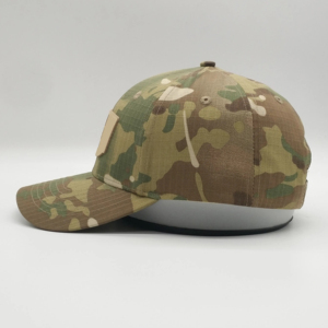 High Quality Wholesale Custom Cheap 6 Pane Structured Ripstop Tactical Camo Faux Leather Patch Magic <b>Tape</b> Closure Baseball Hat - Product Image 2