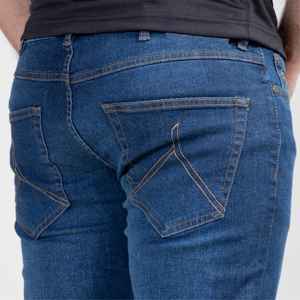 Jeans de Mezclilla Elásticos Smart Fit Azules, Jeans de Pierna Ajustada Elásticos para Hombre, Mezcla de Algodón Cómoda, Ropa Casual Elegante - Product Image 3