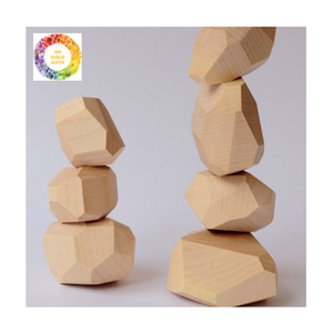 Montessori <b>Wooden</b> Stacking Stones Toy For Toddlers Balance Stones Natural Balance <b>Blocks</b> Set Bulk Quantity Competitive Price - Product Image 1
