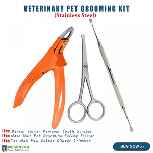 High Quality Multi-Function Stainless Steel Pet <b>Grooming</b> Veterinary Tools <b>Kit</b> <b>for</b> Paw Toenail Cuts Tooth Scaler Nose Hair - Product Image 2