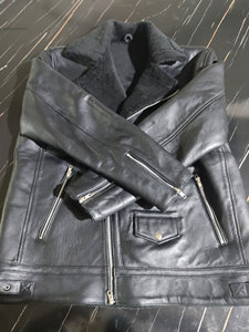 Veste en cuir véritable pour homme avec col en fourrure de qualité supérieure, vente en gros, tendance, respirante, fermeture éclair, en peau de mouton - Product Image 2