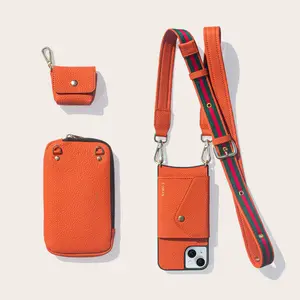 Crossbody tpu female phone cases with purse wallet for iPhone 15 plus leather phone case with strap