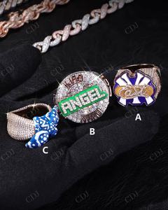 Conception populaire ronde coupe brillante VVS D couleur Moissanite diamant conception ronde lettres personnalisées bague Hip hop pour hommes et femmes - Product Image 6