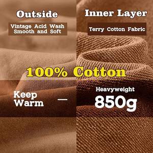 Sudadera de algodón unisex para hombre y mujer, Sudadera con capucha de lavado ácido de gran tamaño con logotipo frontal, camisetas Vintage Terry para 2025 - Product Image 6