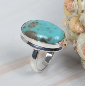 Solid 925 Sterling Silver <b>Turquoise</b> <b>Ring</b> Handmade Wedding Gemstone Jewelry with Bezel Setting for Parties - Product Image 3