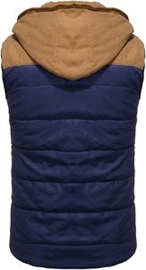 Chaleco con doble cremallera para hombre, abrigo de bloque de Color de invierno, cálido, grueso, holgado, sin mangas - Product Image 3