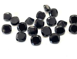 Espinela negra natural de 7mm, corte de cojín facetado, cojín de espinela negra suelta, piedra preciosa cortada - Product Image 5