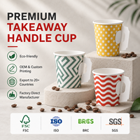 Vaso de Papel Kraft con Asa, Multiusos, Exquisito, de Grado Alimenticio, Certificado Libre de BPA, No Tóxico, para Servicio de Café y Té en Cafeterías Boutique