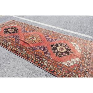 พรมวินเทจตุรกี ขนาดใหญ่ 5.1x12 ฟุต ลายพืชและต้นไม้สีแดงม่วง - Product Image 2